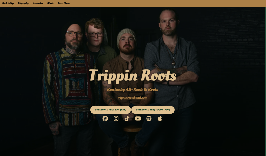 Trippin Roots EPK Website
